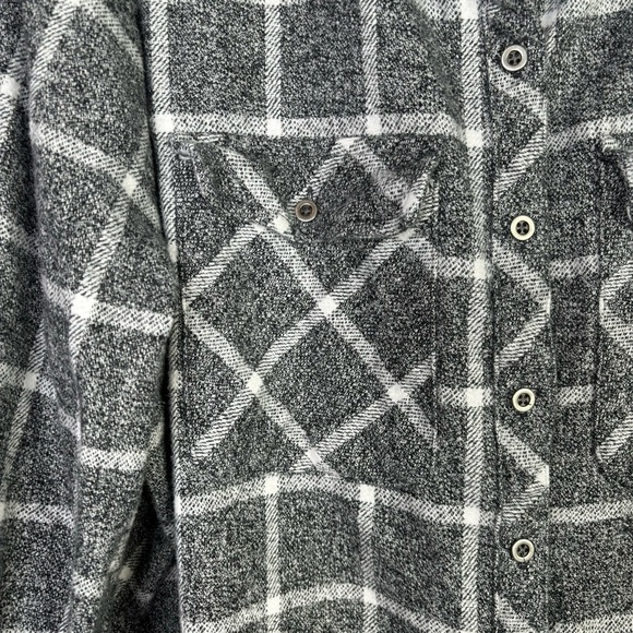 BKE from The Buckle Brushed Flannel Shirt Button Down Black White Eased Fit LRG - Picture 2 of 15